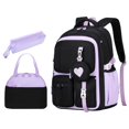 thumbnail image 3 of Weebloom Large School Backpack With Lunch Box Pencil Case For Kids Boys Girls Cute 3Pcs School Bags Set Travel Lightweight Casual Daypack Bookbag Elementary Middle High School Purple, 3 of 5