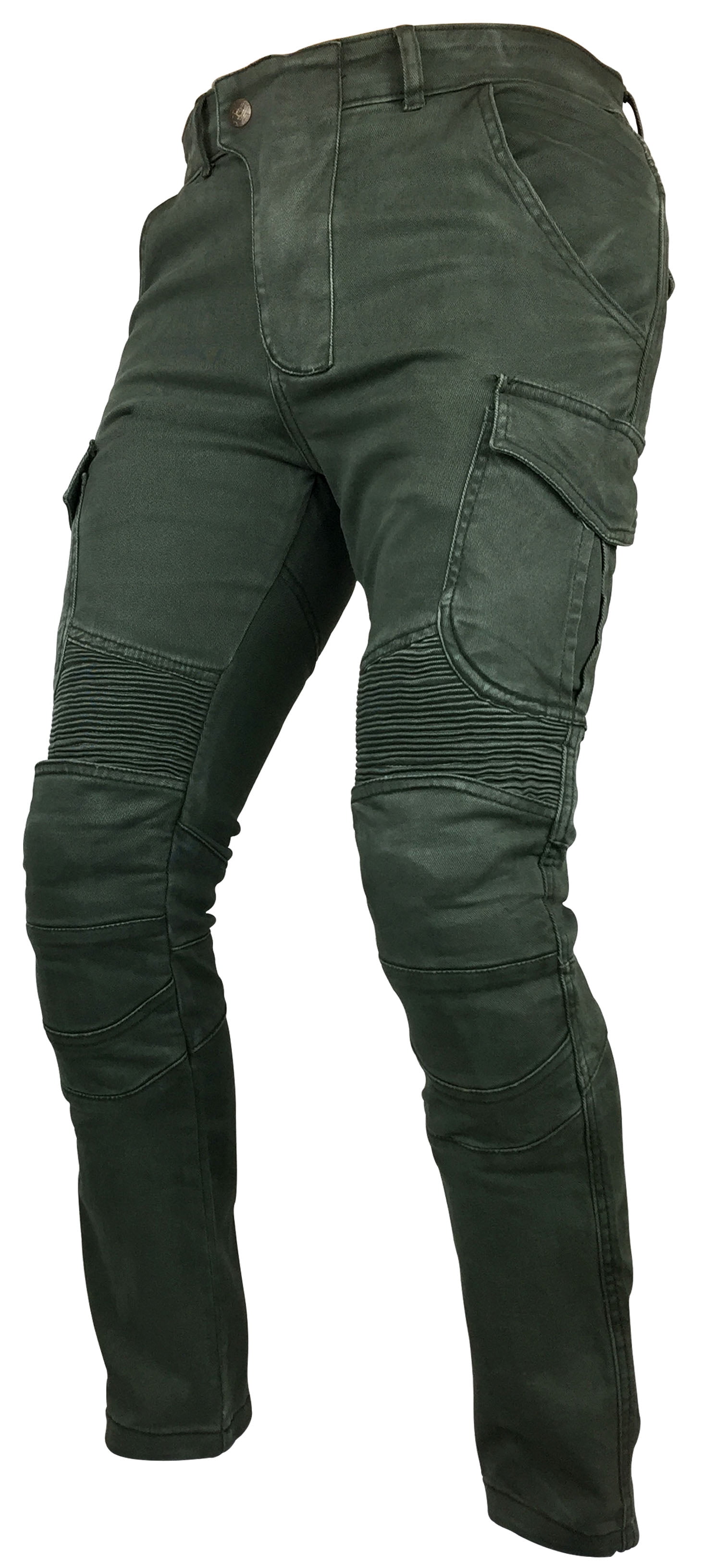 Men's motorbike motorcycle black cargo skinny biker jeans with aramid protection 