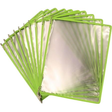 Tarifold DJOIS Pivoting Pockets for Wall or Desk Systems - Durable Non-Glare Material - Letter-Size - 10 Pockets - 20 Sheet Capacity - Wire-Reinforced - Index Tabs (Fluorescent Green)