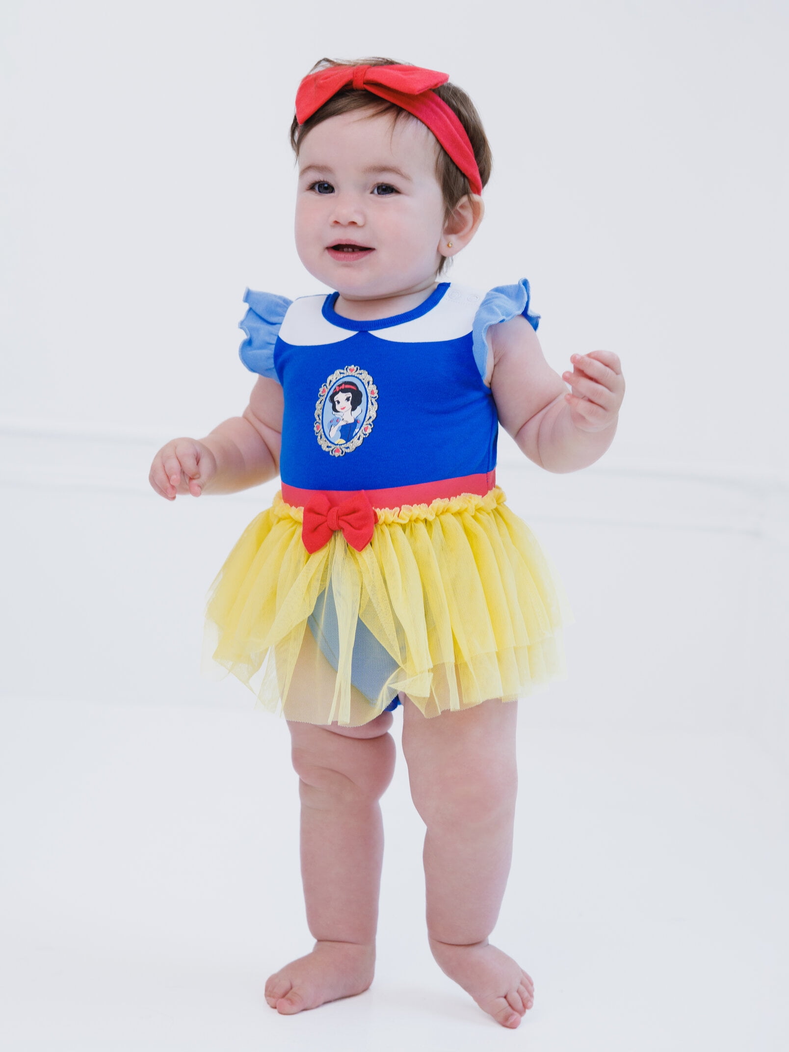 Disney Princess Snow White Cosplay Bodysuit With Skirt Overlay & Headband Newborn to Infant