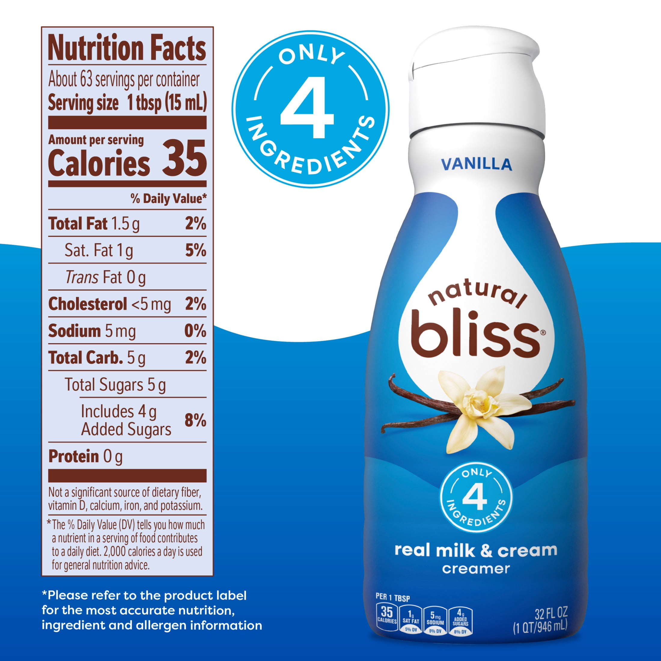 Natural Bliss Vanilla, Liquid Dairy Coffee Creamer, 32 fl oz​