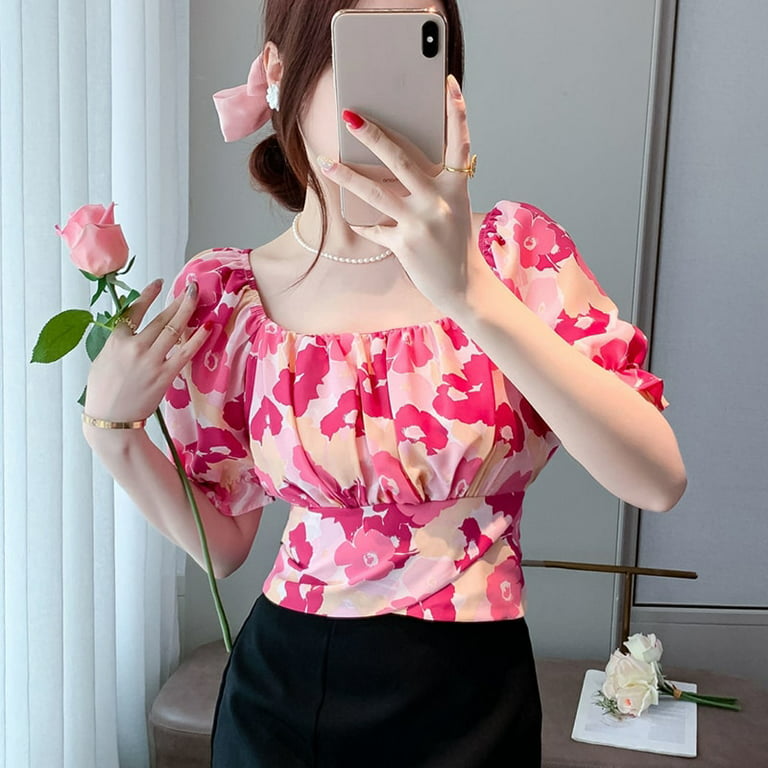 DanceeMangoo Two Piece suit summer Womens Outfits Korean Style Dress Suits  Short sleeves Printed T-shirt high waist Skirt suit 