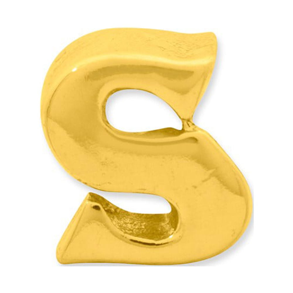 925 Sterling Silver Gold-plated Reflections Letter S Bead; for Adults and Teens; for Women and Men