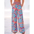 thumbnail image 5 of Wide Leg Pants Woman Summer Smocked Waist Floral Pant Wear Spring Beach Vacation Clothes for Women Red & Blue XXL, 5 of 9