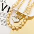 thumbnail image 5 of Chunky Heart Pendant Necklace for Women - Layered Faux Pearl Necklace Beaded Chain - Dainty Costume Accessories Jewelry Gift for Birthday Halloween Christmas Party, 5 of 7