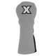thumbnail image 1 of Funda de tela mixta para palo de golf, protector de cabeza de poliéster tejido, impermeable, de poliuretano, con patrón en X para entrenamiento de rutina, gris y negro., 1 of 14