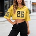 thumbnail image 2 of Yuanlong Women's Cropped Tshirts V Neck Short Sleeve Number Print Casual Tees Loose Fit Everyday Streetwear Sports Tee Shirts, 2 of 4