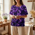 thumbnail image 4 of Womens Halloween Shirts Skeleton Ghost Loose Fit Henley Fall Blouse Castle Print Short Sleeve Casual Horror T-Shirt S, 4 of 7