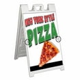 thumbnail image 1 of New York Style Pizza (24" X 36") Deluxe A-Frame Signicade, Includes 2 Removable Panels & Stand, 1 of 4