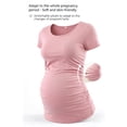 thumbnail image 3 of Yawrut Round Neck Maternity T-Shirt, Soft Stretchy Ruched Pregnancy Top, Casual Short Sleeve Maternity Tee for All Trimesters, Daily Home Work Pregnant Shirts, 3 of 9