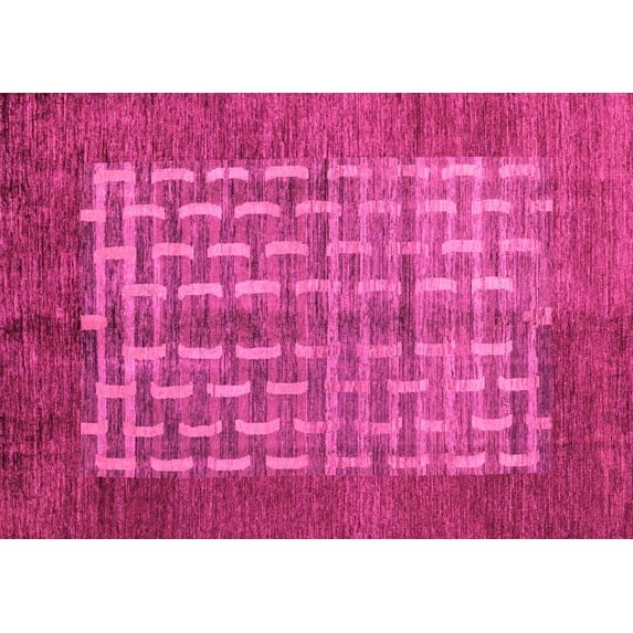 Ahgly Company Indoor Rectangle Abstract Pink Modern Area Rugs, 8' x 12'