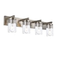 thumbnail image 3 of Melucee Brushed Nickel Industrial Bathroom Vanity Light Fixtures Over Mirror Seeded Glass 4 Lights Vintage Vanity Lights Farmhouse Bath Lighting, 3 of 6