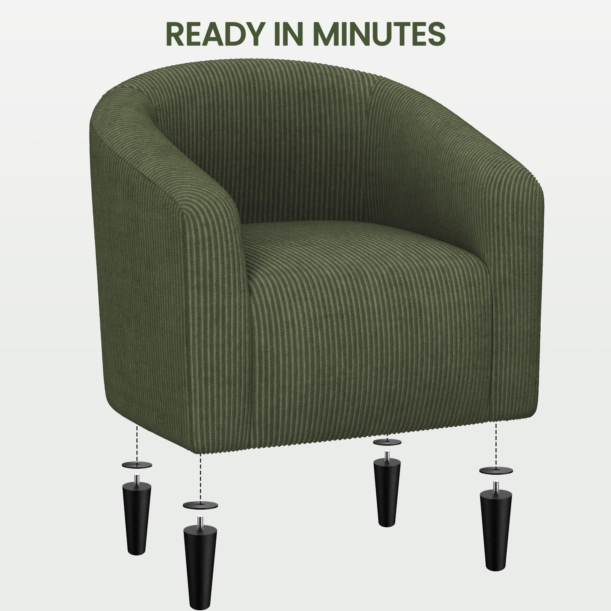 Renwick Upholstered Corduroy Accent Chair for Living Room, Set of 2, Dark Green
