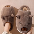 thumbnail image 2 of Wovix Slippers for Women and Men Capybara Winter Fuzzy Cozy House Shoes Cute Warm Soft Indoor Bedroom Memory Foam Thermal Footwear Brown 37, 2 of 6