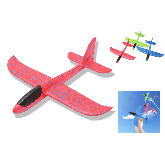 Foam Airplane Toy for Kids,Large Throwing Glider Plane with Aerodynamic Design for Longer Flight,Realistic Flying Simulator,Outdoor Sport Game Toys for Boys Girls Ages 3-12,Birthday Gift(Red)