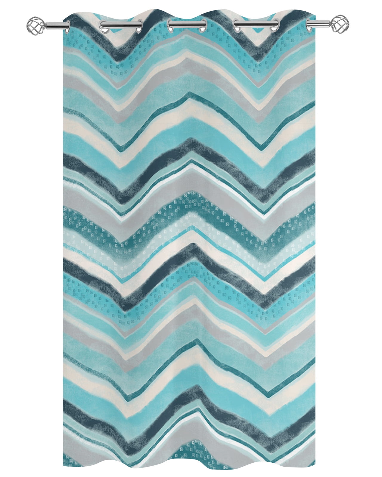 Nordic Turquoise Stripes Outdoor Curtains for Patio, Art Abstract Green Texture Privacy Drapes Grommet Waterproof Outside Curtains for Porch/Cabana/Balcony 54"x 84", 1 Panel