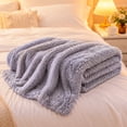 thumbnail image 3 of XIA0LE Thickened Long Faux Fur Throw Blanket, 31.5x42.5 Inchesfuzzy Faux Fur Throw Blanket, Reversible Shaggy Blankets, Fluffy Plush Warm Throws For Sofa Couch, Gray, 3 of 5