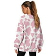thumbnail image 4 of Yuyamidu Pink Cow Print Oversized Sweatshirt for Women Fashion Hoodie Sweatshirts Crewneck Long Sleeve Shirts Soft Comfortable Tees Pullovers with Pockets Date Party Spring Fall Winter Clothes, 4 of 7