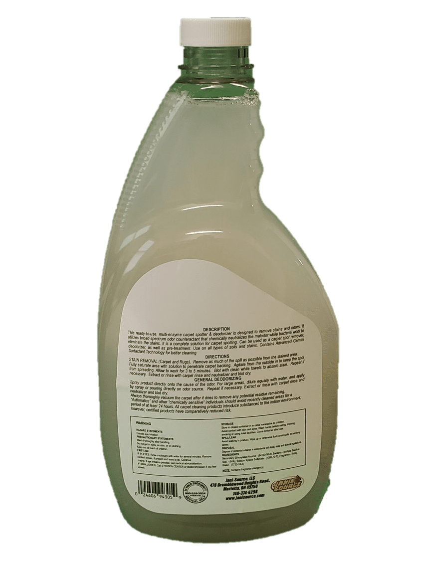 CleanZyme ECO RTU Odor Eliminator & Carpet Spotter, Cherry, 1 Quart (3-Pack)