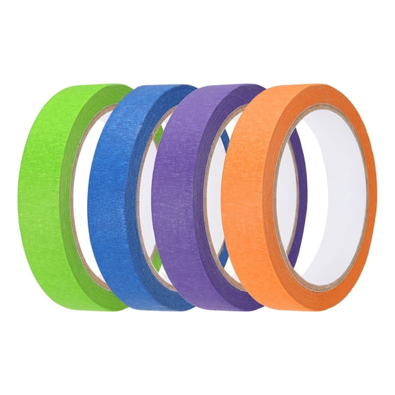 4pcs 13/16" x 22 Yard Colored Masking Tape, Dark Blue Purple Orange Green