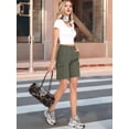 thumbnail image 5 of Women's Denim Pockets Cargo Knee Length Elastic Waist Jorts Shorts for Casual Summer Green S, 5 of 7
