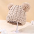 thumbnail image 4 of CPNG Kids Winter Knitted Beanie Hat Cute Girls Hats with Double Faux Fur Pom Pom Warm Fleece Lined Knit Beanies Cap for Cold Weather, 4 of 7