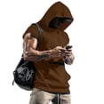 thumbnail image 2 of JTSRKL Mens Sleeveless Hoodies Zip Pocket Casual Athletic Pullover Loose Fit Tops Breathable Quick Drying Summer Sport Training Shirts Coffee L, 2 of 9