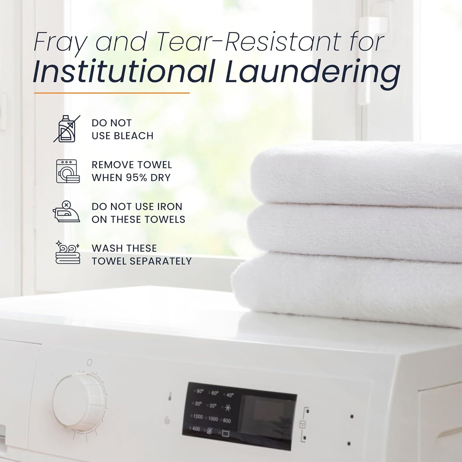 belem Fast Drying Hotel Towels - Pack of 72 (20x40) White Bath Towels Bulk- Lightweight Economy Bulk Towels - 5.5lb/dozen Super Absorbing, Soft & Durable Terry Towels for Commercial & Hotel Use