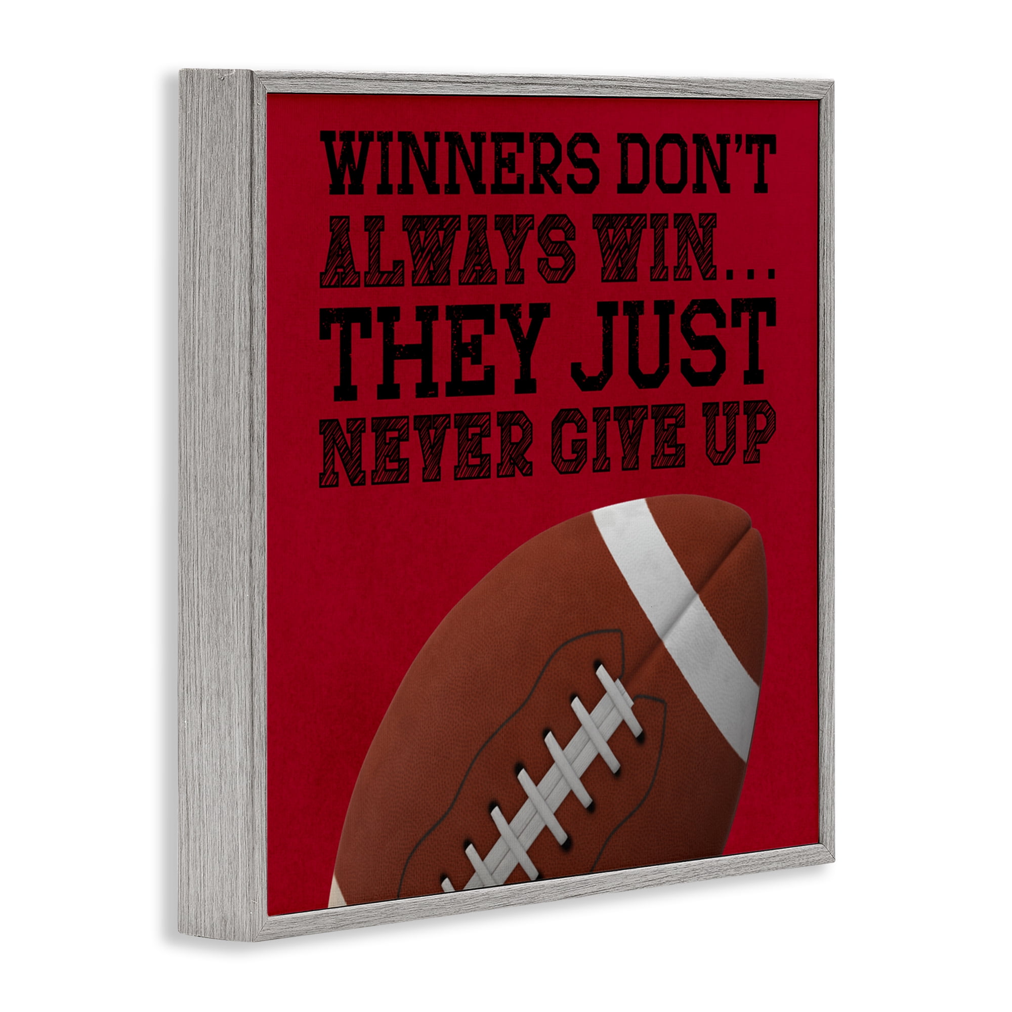 Winners Never Give Up Gray Framed Giclee Art, design by Marcus Prime