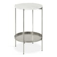 thumbnail image 1 of Kate and Laurel Table d'Appoint Somptueuse en Marbre, 17 x 17 x 26, Blanche et Argentée, Table de Chevet Moderne Ronde avec Base en Métal pour une Utilisation comme Table de Chevet de Chambre à Coucher Ou Accent de Salon, 1 of 1