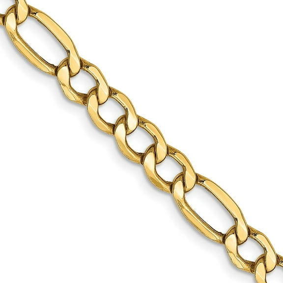 10K Yellow Gold Figaro Chain Styles Necklace 5.35 mm Semi-Solid 16 inch
