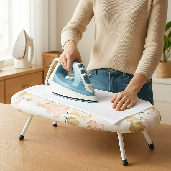 Tabla de planchar de escritorio para muebles de oficina en casa, dormitorio pequeño, plegable, mini, portátil, ajustable, resistente a altas temperaturas, multifunción