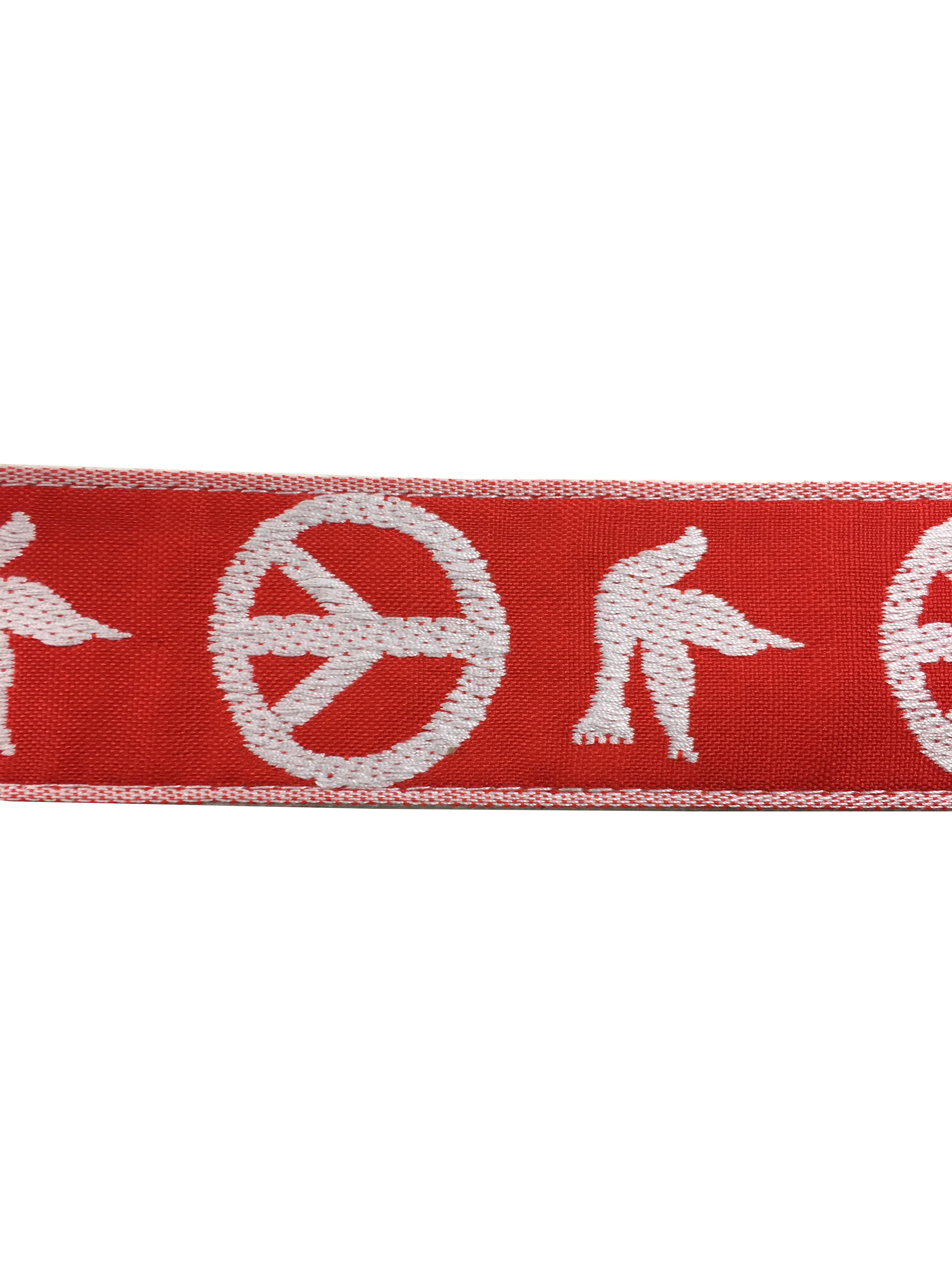 Ace Guitar Strap Vintage Style Peace Doves Design Red and White