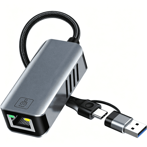 GJX 5Gb Usb to Ethernet Adapter - 5000Mbps Usb-A & Usb C to Rj45 Network Converter 5G Fast Lan Ethernet Dongle for Macbook Air/Pro, Hp, Xps, Laptop, Surface, Ipad, Iphone 17/16/15 and Android
