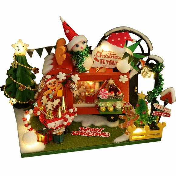 Outdoor Decor Book Shelf Decor Diy Miniature Creative Wooden Dollhouse, 24 Scale 3D Craft Kit, Handmade Model for Christmas and Valentine’S Day Cute Room Decor Deals