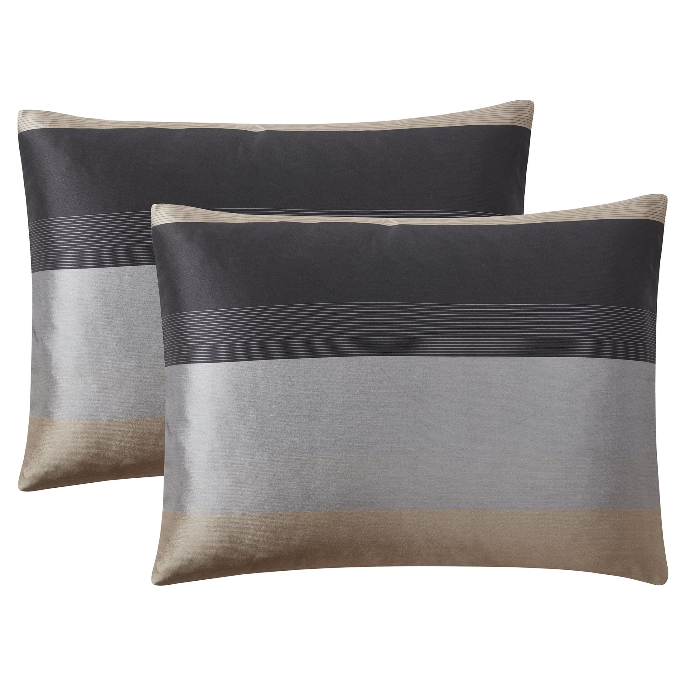 Mainstays Hudson 7-Piece Black/Gold Striped Polyester Comforter Set, Full/Queen