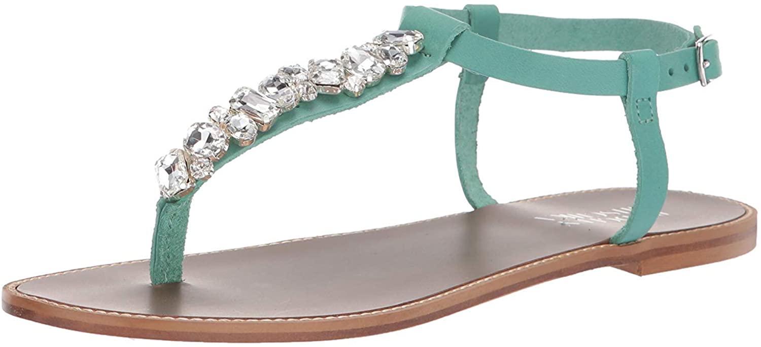 teal leather sandals