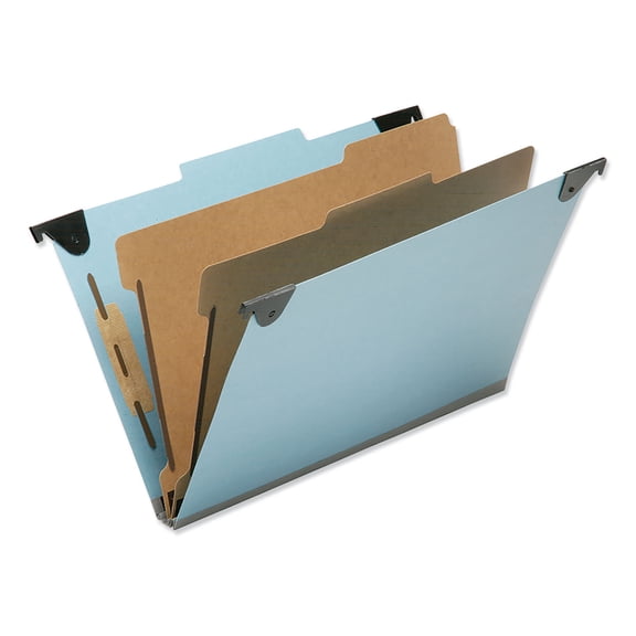 AbilityOne 7530016216199 SKILCRAFT Hanging Classification Folders, Legal Size, 5 Dividers, 2/5-Cut Tab, Light Blue, 5/Box