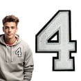 thumbnail image 2 of PRYESS Iron-On Number Patch, 4.2 Inch White Iron-On Number 4 Patch, Heat Transfer Numeral for Clothing Backpacks Hats Jeans, 2 of 3