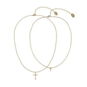 Time And Tru Women's Gold Tone Cross 2-Row Pendant Necklace