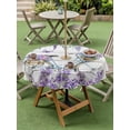 thumbnail image 4 of Outdoor Tablecloths with Umbrella Hole & Zipper, Purple Flowers Round Tablecloth 54 Inch, Weeping Spring Floral Bicycle Wooden Waterproof Table Cloth, Patio/Pool/Picnic Table Covers, 4 of 8