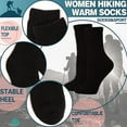 thumbnail image 3 of Women's wool socks hike warm winter thick warm crew comfortable,5 pairs in black, 3 of 5