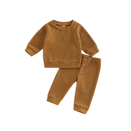 

Bagilaanoe 2pcs Newborn Baby Girl Boy Long Pants Set Long Sleeve Pullover Tops + Trousers 6M 12M 18M 24M Infant Casual Fall Outfits