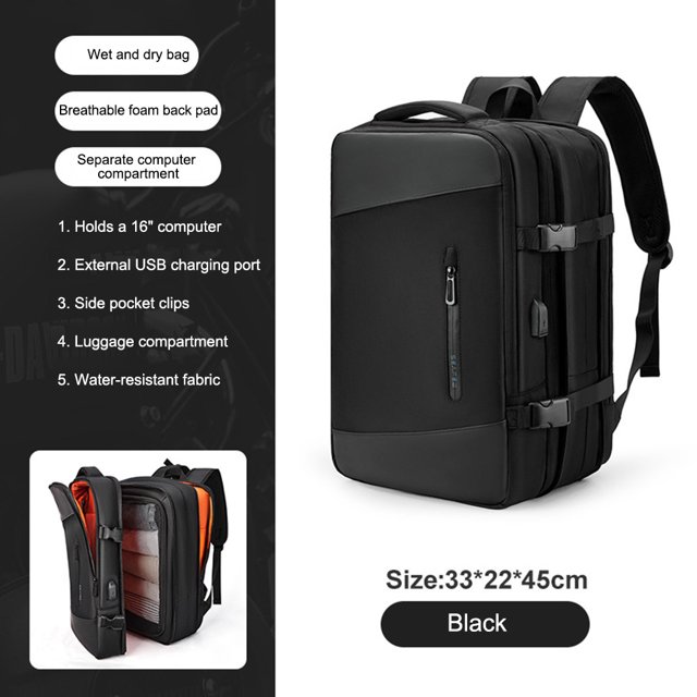 Mochila de mano unisex Bolsa para portátil de gran capacidad con puerto USB para hombres y mujeres