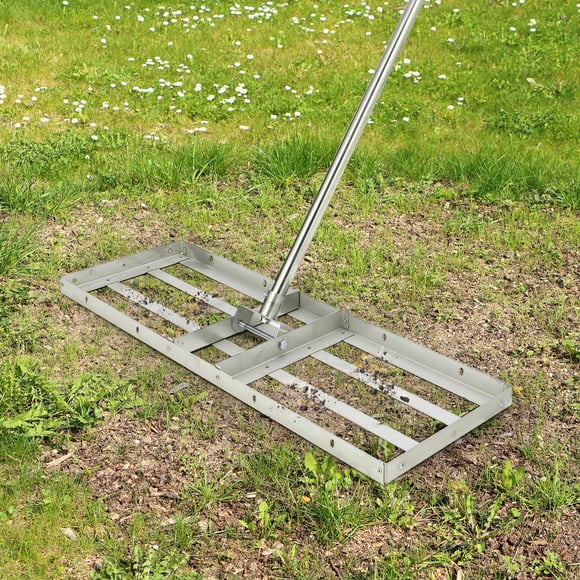 Lawn Leveling Rake – Stainless Steel Heavy Duty 30x10" – 72" Long Handle, 180° Rotation – Topdressing & Landscape Rake for Lawns, Gardens, Farms, Golf Courses & Pastures – Easy Attachment