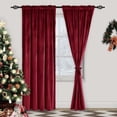 thumbnail image 2 of XWZO 84 inch Christmas Velvet Curtains - Rod Pocket Blackout Drapes for Bedroom/Living Room, 52W x 84L, Set of 2, Red, 2 of 9