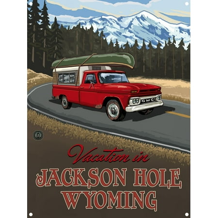Wyoming Roads - Jackson Hole Wyoming Pickup Road Trip Snow Metal Art Print by Paul A. Lanquist (9