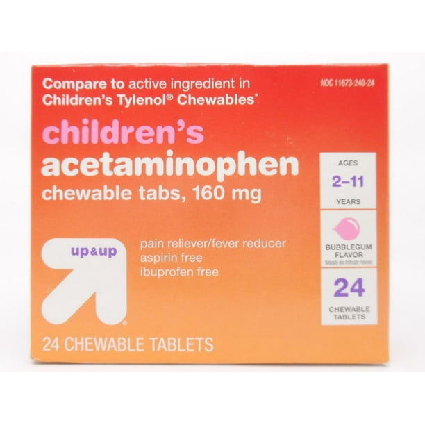 Up&Up Children's Acetaminophen Chewable Tabs 160 mg Bubblegum Flavor, 24 Tablets
