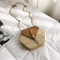 thumbnail image 2 of Bolsa Paja en forma de hexágono + de hombro de pu bohemios de playa de verano con asa superior para mujer Tmvgtek Para Estrenar, 2 of 9