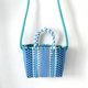 thumbnail image 5 of Bolsa Tejida de Tejido de Tira de PlásTico Colorido Pequeño Bolso Cuadrado de Moda Linda para la Playa de Verano, 5 of 5